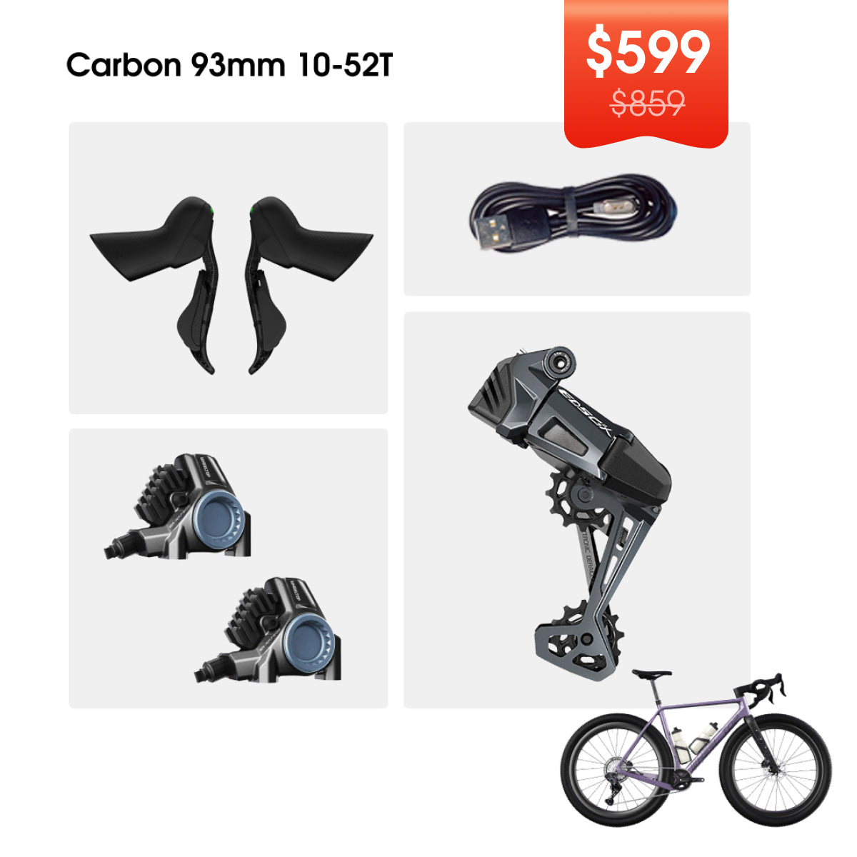 WHEELTOP EDS GeX Wireless Electronic Shifter/Derailleur (Gravel Bike)
