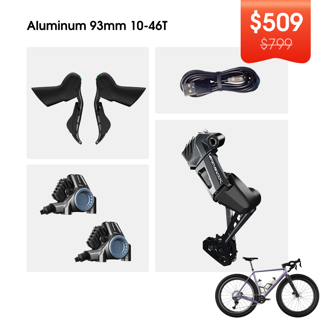 WHEELTOP EDS GeX Wireless Electronic Shifter/Derailleur (Gravel Bike) - 75mm RD+HDB+Aluminum Shifters