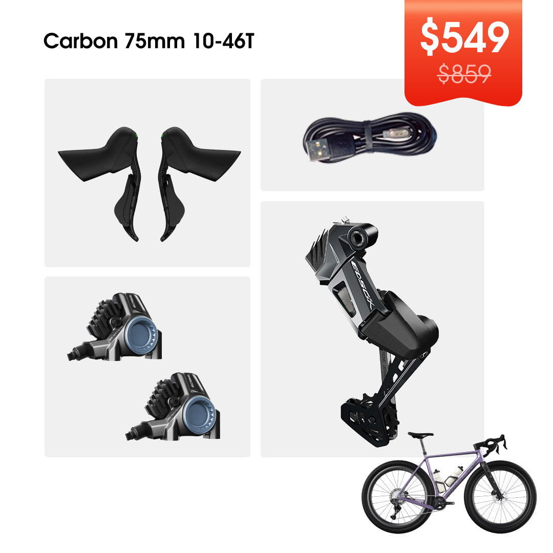 WHEELTOP EDS GeX Wireless Electronic Shifter/Derailleur (Gravel Bike) - 75mm RD+HDB+Carbon Shifters