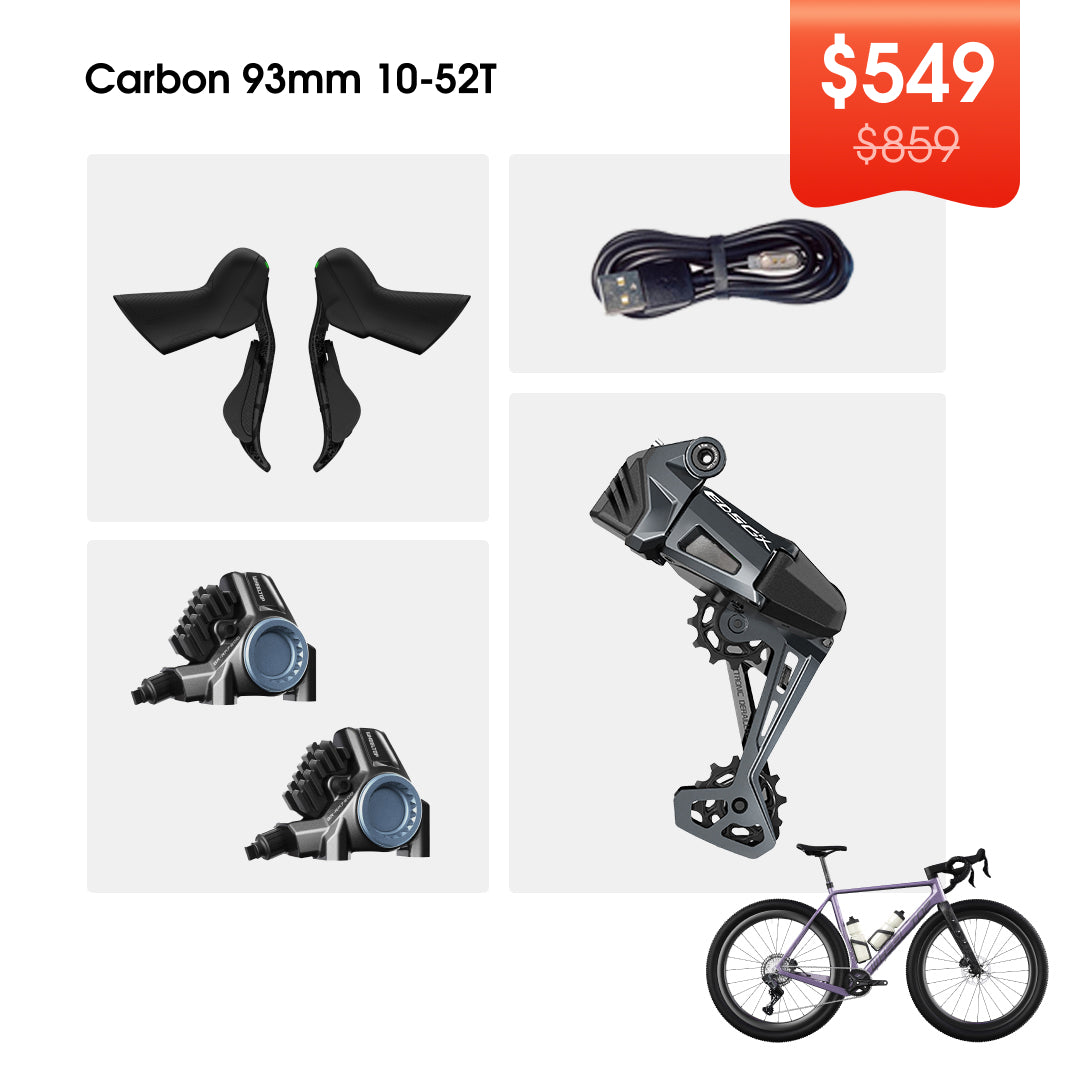 WHEELTOP EDS GeX Wireless Electronic Shifter/Derailleur (Gravel Bike) - 93mm RD+HDB+Carbon Shifters
