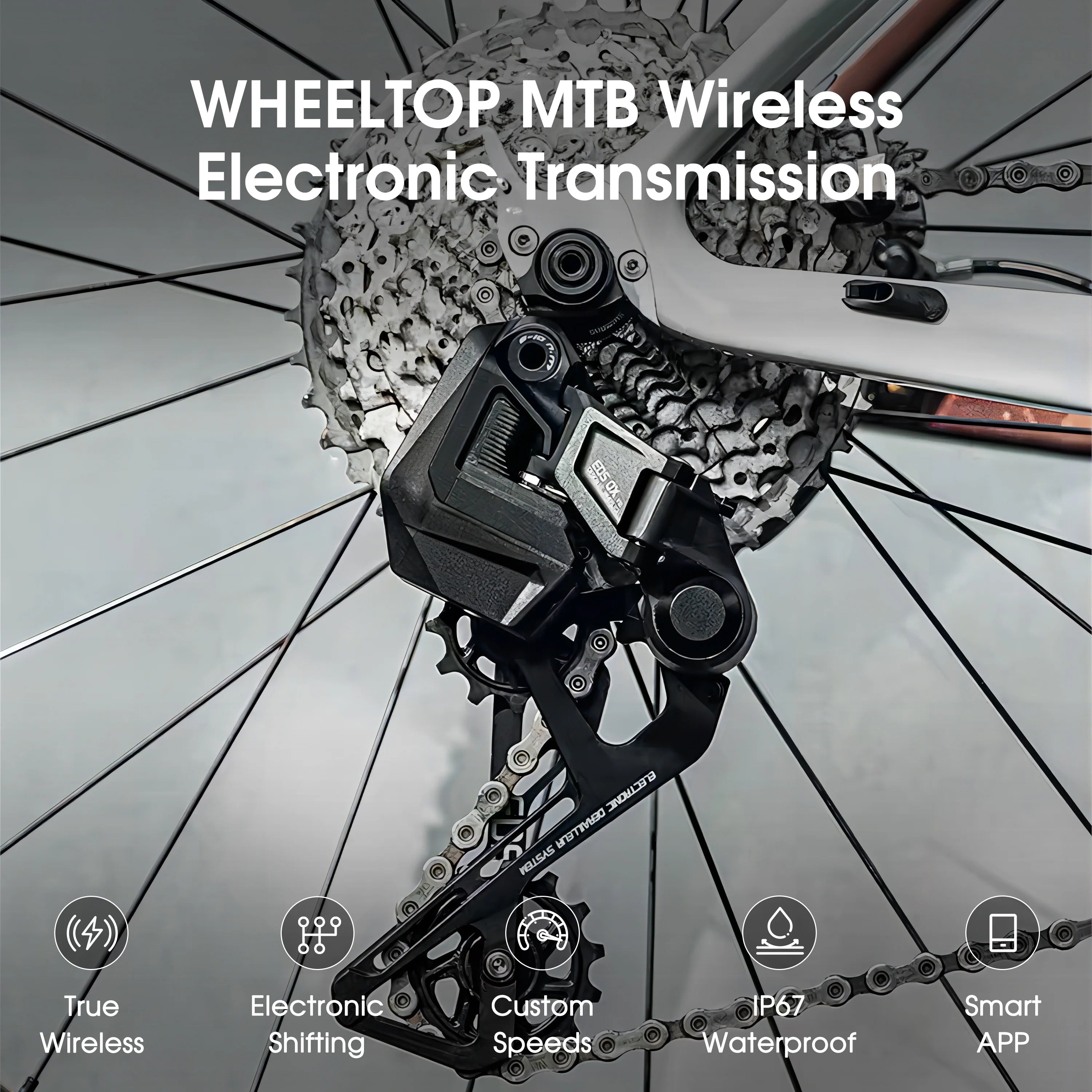 Transmission électronique Sans Fil Wheeltop EDS TX Pour Vélo - Groupe Fibres Carbone 7 à 13 Vitesses, Neuf