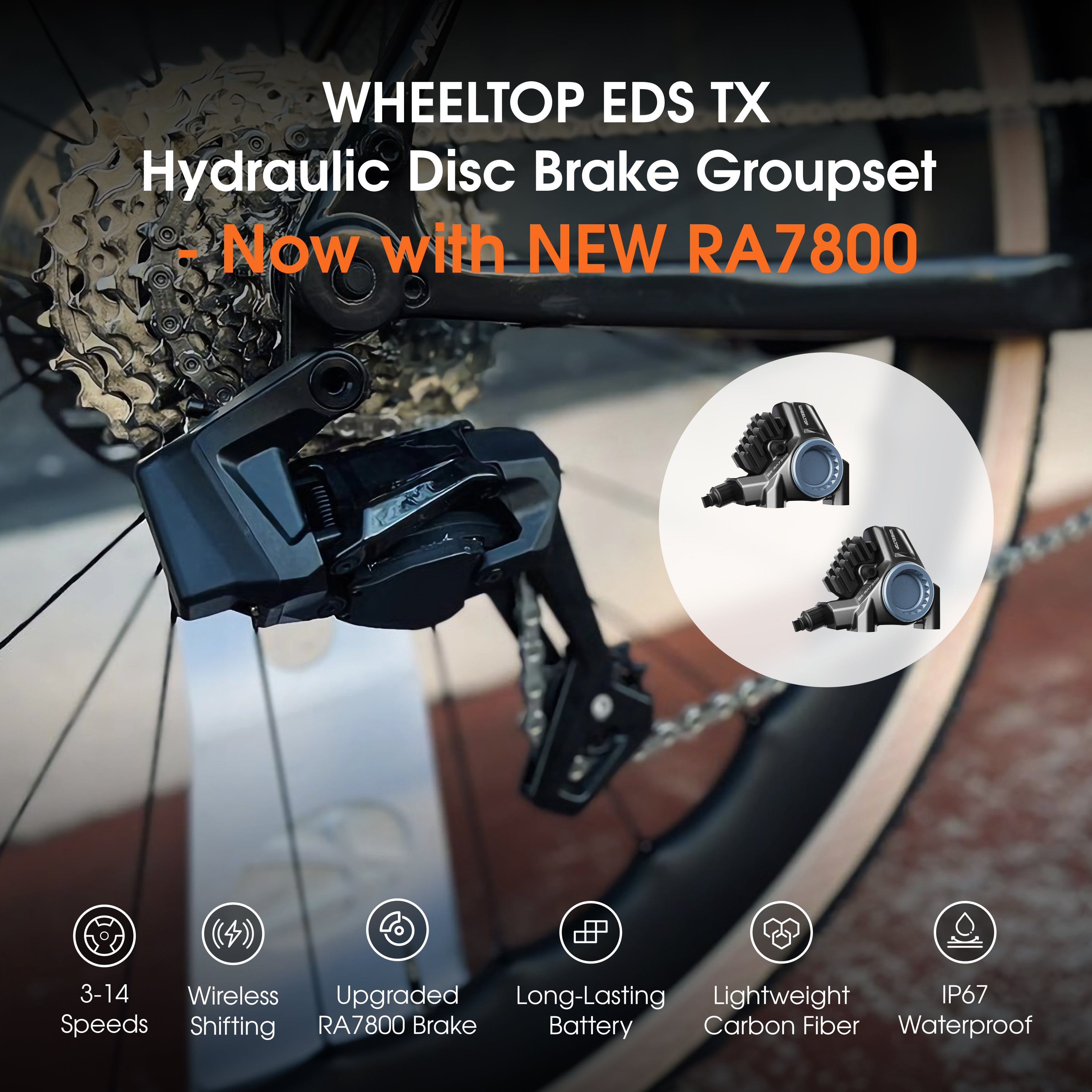 WHEELTOP EDS TX Wireless Carbon Electronic Shifter/Derailleur (Road Bike) - Hydraullc Disc Brake Groupset（UPGRADE）